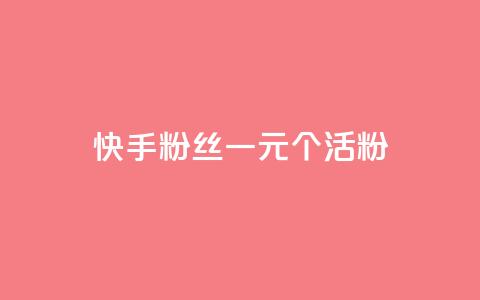 快手粉丝一元1000个活粉 - 获取1000个快手活粉只需1元！  第1张