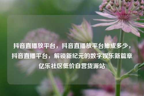抖音直播放平台，抖音直播放平台抽成多少，抖音直播平台，解锁新纪元的数字娱乐新篇章亿乐社区低价自营货源站  第1张