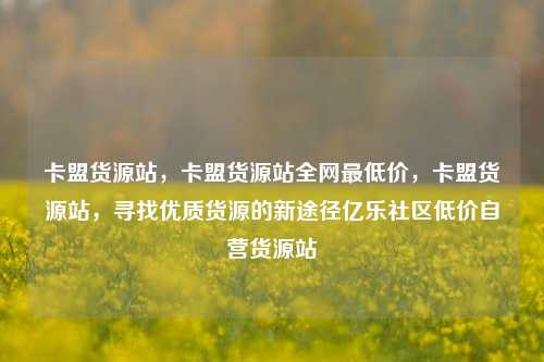 卡盟货源站，卡盟货源站全网最低价，卡盟货源站	，寻找优质货源的新途径亿乐社区低价自营货源站  第1张